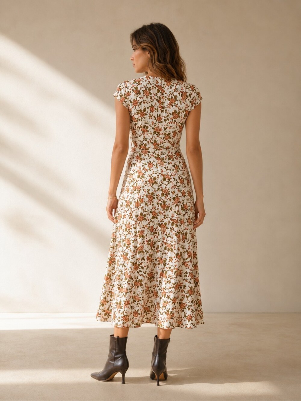 Reformation Fauna Floral Midi Dress Size 2 White Orange Button Front Cottagecore - Picture 4 of 16